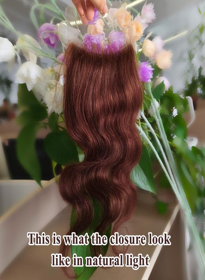 Allrun Brown color Body Wave Closure 4x4 Free Part Closure Brazilian Human Hair Closure Brown Body Wave Lace Closure Virgin Human Hair HD Lace closure Chocolate Brown (14 Inch) - Image 3